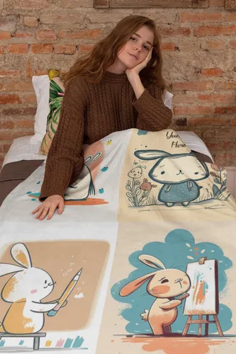 Miniatura 3 de Manta de bebé personalizada con temática de conejo para niños y niñas, regalos divertidos de conejitos para amantes de los conejitos y mujeres