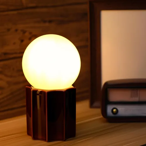 Miniatura 9 de Lámpara de mesa moderna de cerámica, base de cerámica caqui, bola redonda de jade blanco, acento de vidrio de cristal