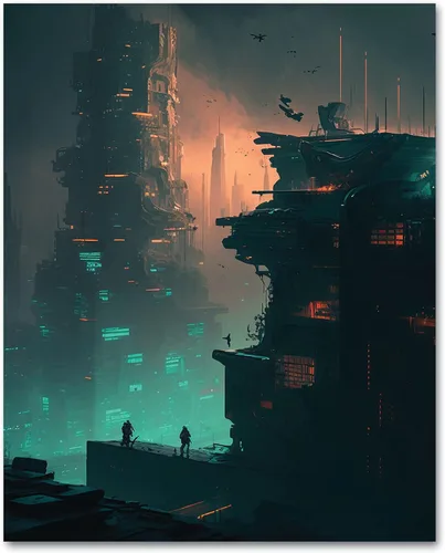 Miniatura 5 de My Vinyl Story Póster impreso de Ciudad Cyber Punk City para decoración de pared, arte de pared moderno, decoración estética, impresiones de 16 x 20