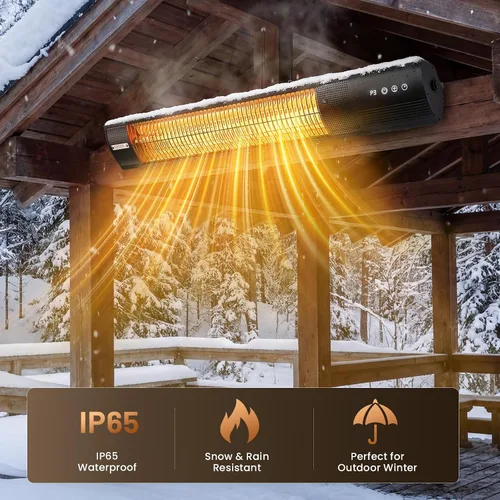 Miniatura 2 de YESERLl - Calentador eléctrico de patio con control remoto, calentador de 1500 W, calentamiento rápido con 3 ajustes de potencia, calentador