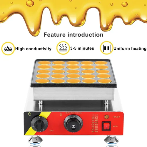 Miniatura 2 de Hanchen Máquina comercial para hacer panqueques, mini panqueques holandesa, máquina eléctrica Dorayaki, máquina para hacer muffins, 25 piezas, doble