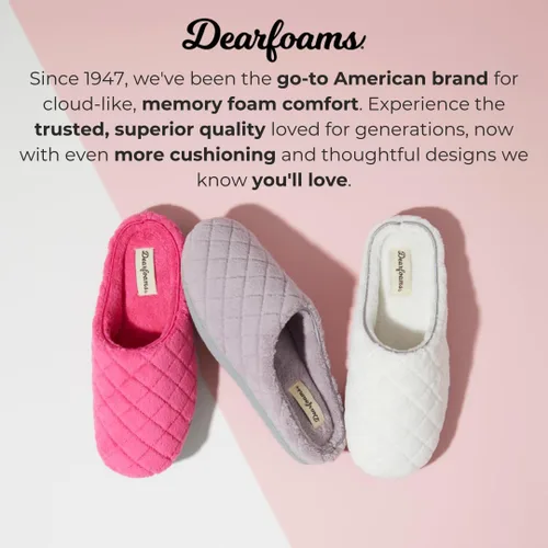 Miniatura 4 de Dearfoams - Pantuflas de espuma viscoelástica para mujer Leslie Terry con anchos amplios para interiores