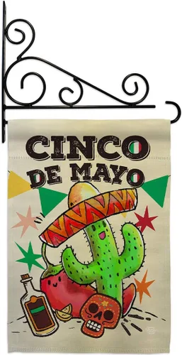 Miniatura 10 de Bandera de arpillera para jardín del Cinco de Mayo, fiesta de verano, cactus y piñata, sombrero para fiesta mexicana, pequeño regalo decorativo
