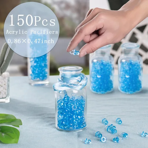 Miniatura 2 de 150 mini chupones acrílicos para juego de baby shower, chupones a granel de 0.86 pulgadas para revelación de género, recuerdos de fiesta, decoración