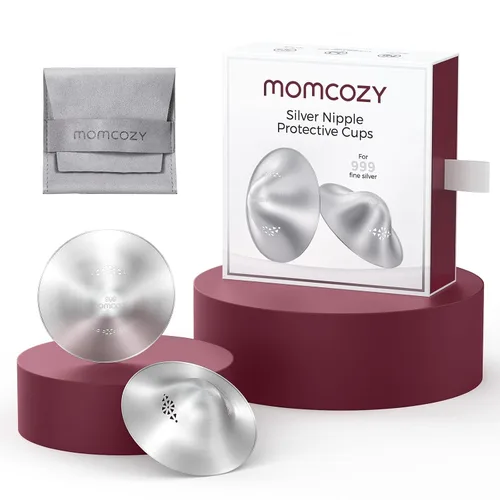 Momcozy Copas de lactancia de plata 999, diseño original perforado transpirable, cubierta de pezón de plata 999 para lactancia materna, protector de