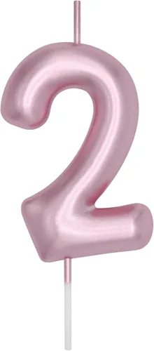 Miniatura 182 de DERVENTA Vela con números de 2.36 pulgadas, decoración perfecta para cumpleaños, brunch, postre, pastel, 1 pieza (número 0 rosa)