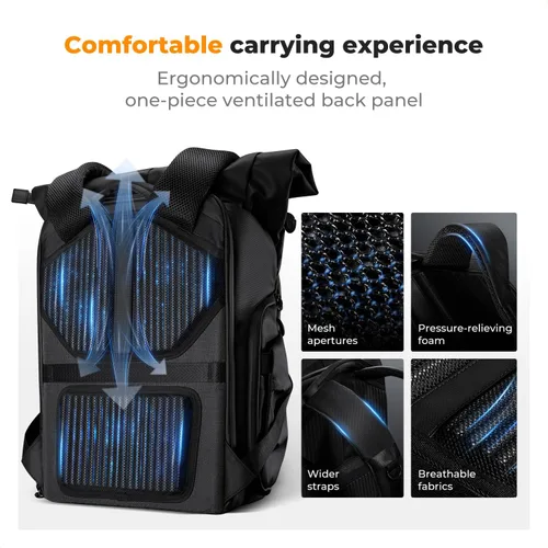 Miniatura 3 de K&F CONCEPT Mochila para cámara, bolsa para cámara con compartimento para laptop de 15.6 pulgadas, mochila expandible con bolsillo superior