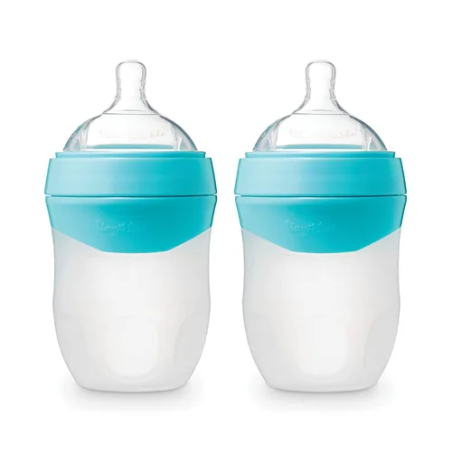 Miniatura 13 de Tiny Twinkle Biberón de silicona con agarre cómodo y pezón flexible suave, biberones suaves para recién nacidos y mayores (menta, 8 onzas)