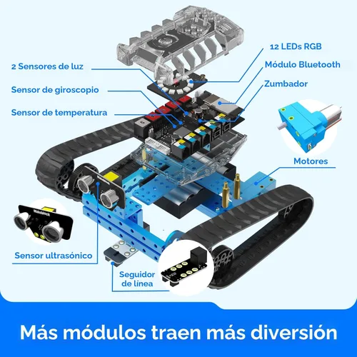 Miniatura 7 de Set de robot educativo transformable mBot Ranger STEM de Makeblock, de bricolaje, kit de robot 3 en 1, Arduino, aprendizaje de código Scratch 2.0