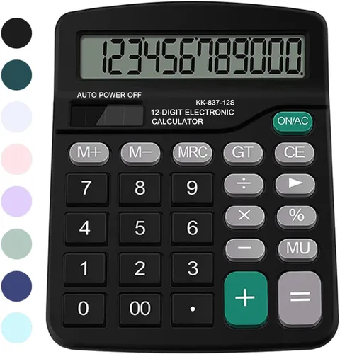 Calculadora de escritorio de oficina - Calculadora financiera simple de doble potencia con botón grande pantalla grande para oficina, hogar y Negro