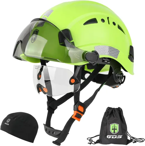 Miniatura 14 de GREEN DEVIL Casco de seguridad con visera tintada y transparente con ventilación Casco de construcción ABS Cascos de construcción para hombres Negro