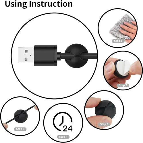 Miniatura 7 de Flezoo Clips para Cables Sujetador de Cordones - 18 PCS Organizador Adhesivo Negro de Cables de Teléfono Soporte para Cargador Clips de Gestión