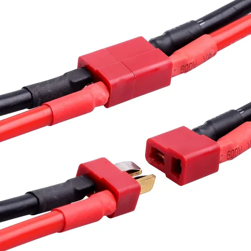 Miniatura 4 de Yowoo - 2 pares de enchufe en T a EC5 macho hembra adaptador de conector RC con 12awg 1.96 pulgadas cable para RC FPV vehículo Power Wire Lipo