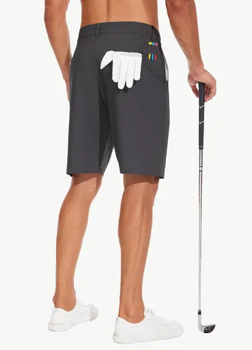 Miniatura 2 de JWM Pantalones cortos de golf elásticos para hombre de 79 pulgadas, ligeros, híbridos, casuales, para trabajo, con 5 bolsillos, de secado rápido