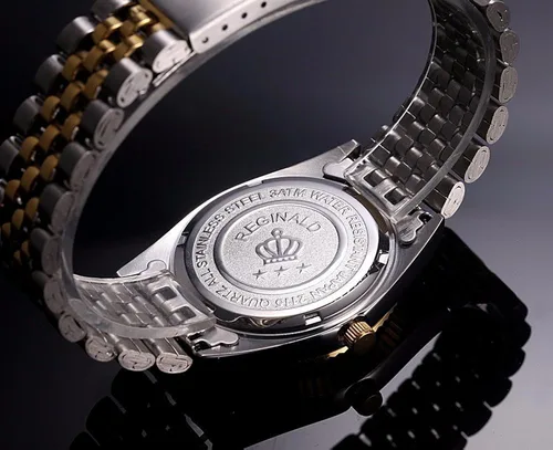 Miniatura 5 de Fanmis Reloj de pulsera de lujo para mujer, de cuarzo, de oro y dos tonos de acero inoxidable