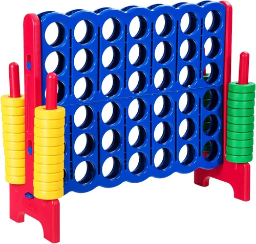 Miniatura 11 de COSTWAY Juego Gigante Jumbo 4 en Raya, Conecta 4 para Niños y Adultos, 3.5 Pies de Alto para Interiores y Exteriores con 42 Anillos Jumbo