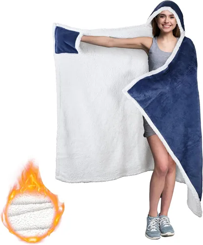 Miniatura 9 de Manta con capucha, cálida y acogedora manta de poncho suave, capa de forro polar, regalos para mujeres, Guepardo