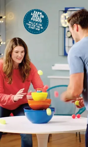 Miniatura 5 de Little Kids Ballz'n El juego de disparos de trucos de pelota de pong de ritmo rápido para adultos Tipsy y familia, diversión nocturna en el suelo
