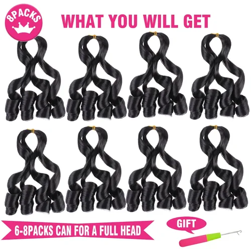 Miniatura 4 de Unionbeauty - Cabello rizado francés trenzado de 10 pulgadas, trenzas rizadas estilo Bob francés, cabello de ganchillo, 8 paquetes de trenzas