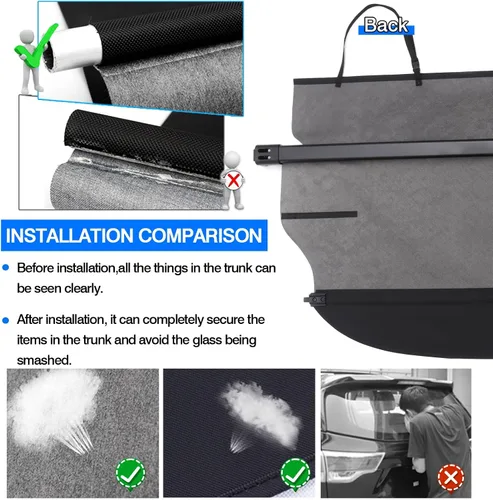 Miniatura 6 de Powerty Cubierta de carga para Nissan Murano Platinum SL SV S 2015-2024 Cubierta retráctil para maletero Cubierta de blindaje para accesorios