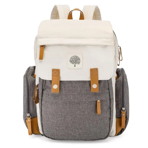 Parker Mochila para Pañales de Bebé - Bolsa de Pañales Grande con Bolsillos Aislados, Correas para Cochecito y Cambiador - "Birch Bag" - Crema