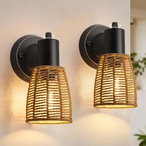 Miniatura 9 de EJIAXIN Juego de 2 apliques de pared, luces doradas de tocador para baño, accesorios de luz de pared modernos con interruptor giratorio, lámpara