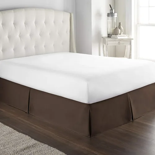 Miniatura 19 de Falda de cama plisada tipo caja de algodón 100% con 800 hilos - Volante plisado de lujo contra el polvo, falda de cama moderna de calidad hotelera