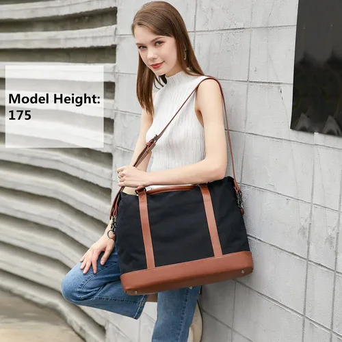 Miniatura 25 de BLUBOON Bolsas de viaje con cremallera, bolsa de lona para mujer, bolsa de fin de semana para mujer, bolsa de lona para llevar en la bolsa de lona