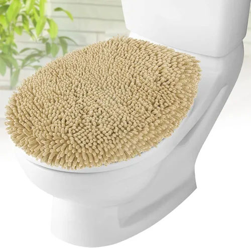 Mayshine - Cubierta de microfibra tipo shaggy para la tapa del asiento del baño, estándar para baño