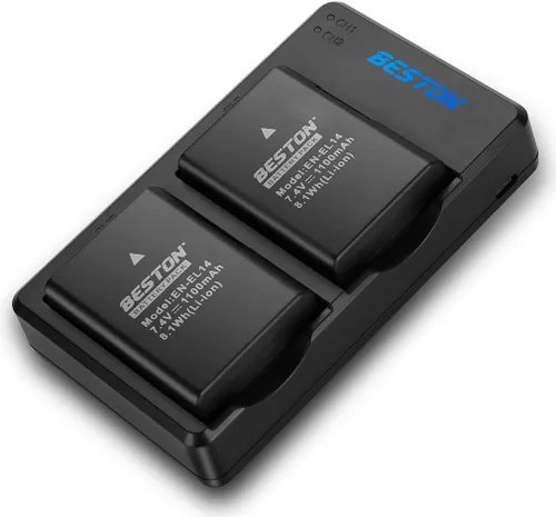 Miniatura 8 de BESTON Paquete de 2 baterías EN-EL14 / EN-EL14a y cargador USB rápido compatible con Nikon D3100 D3200 D3300 D3400 D3500 D5100 D5200 D5300 D5500