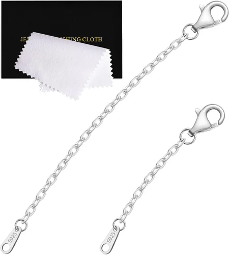 Miniatura 24 de Extensores de cadena dorada para collares, extensiones de pulsera de plata de ley, extensor de collar dorado para mujer, juego de 3 piezas, 1, 2, 3