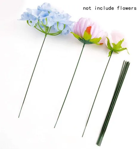 Miniatura 3 de Joleully- 100 varillas de plástico con diseño floral, varillas de flores artificiales, alambre de flores verdes, ideal para manualidades, 6.7 in