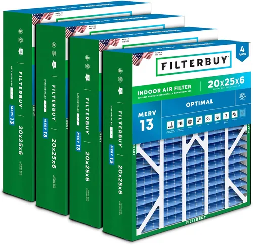 Miniatura 29 de Filterbuy Filtro de aire 10x17x2 MERV 13 Defensa Óptima contra Humo y Alergias (Paquete de 4), Filtros Exteriores Plisados Electrostáticos