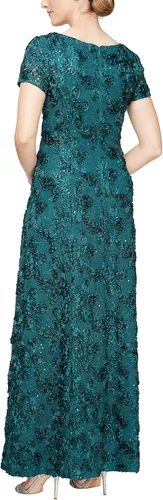 Miniatura 2 de Alex Evenings Vestido de encaje de roseta de manga corta para mujer, talla grande