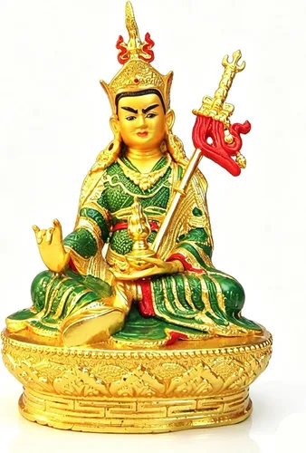 Estatua de cobre coloreada Padmasambhava del loto del loto tibetano de 6 pulgadas de los proveedores budistas tibetanos de Buda