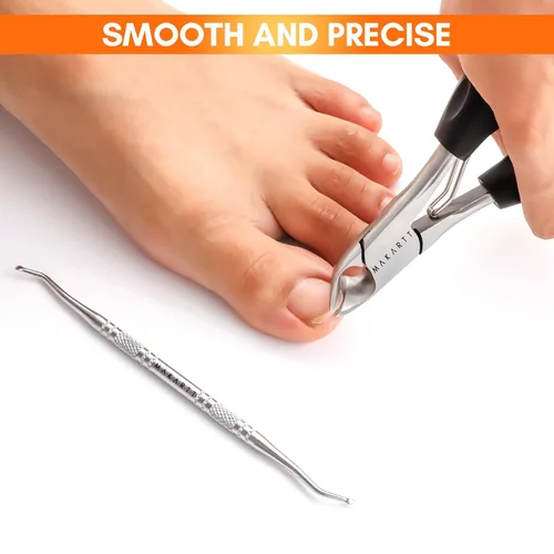 Miniatura 7 de Makartt Cortaúñas para uñas encarnadas con elevador de uñas, juego de podólogo de acero inoxidable para uñas gruesas, herramientas de manicura
