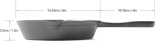 Miniatura 2 de HAWOK Sartén de hierro fundido, Dia.6 Inch Round Pan, Servidor de hierro fundido, Sartén, Pre-sazonado Black01