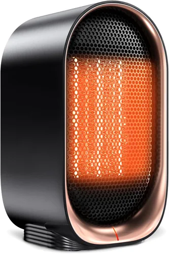 Miniatura 7 de Calentador de espacio, calentadores pequeños portátiles para uso en interiores, calentador eléctrico de escritorio con protección contra Negro