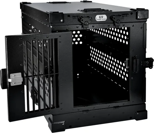 Miniatura 3 de K9 Kennel Boss - Jaula para Perros de Aluminio Resistente con Recubrimiento en Polvo Completamente Plegable - Pequeña (Negro)