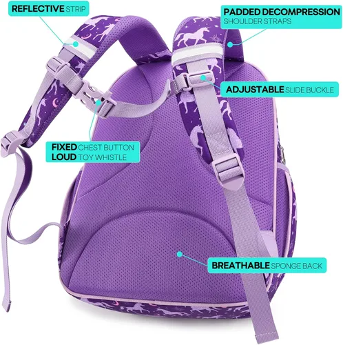 Miniatura 4 de mibasies Mochila para niñas pequeñas, mochila para niñas, preescolar jardín de infantes y escuela primaria, Horóscopo Unicorni, Niños-16L US