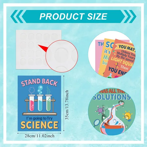 Miniatura 2 de Zonon Juego de 10 carteles de decoración de aula de ciencias para profesores, científicos, tablón de anuncios, pósteres de laboratorio de ciencias