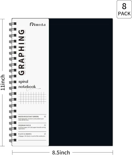 Miniatura 9 de Cuaderno grande en espiral rayado - Paquete de 4 cuadernos rayados de 8.5" x 11" con tapa dura de 7mm, cuaderno de 120 páginas, papel grueso de 100