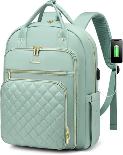 Miniatura 25 de LOVEVOOK - Mochila para portátil para mujer, resistente al agua, mochila de trabajo y viaje, con monedero, elegante, mochila de negocios, mochila