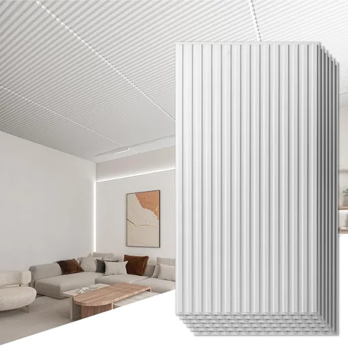 Miniatura 12 de Art3d Paquete de 6 paneles de pared 3D con diseño de listones para decoración de paredes interiores, baldosas decorativas de techo suspendido de PVC