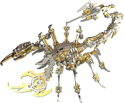 Rompecabezas de metal 3D dorado para adultos Scorpion, kit de modelo de metal 3D colorido para construir con herramientas, kits de modelo de