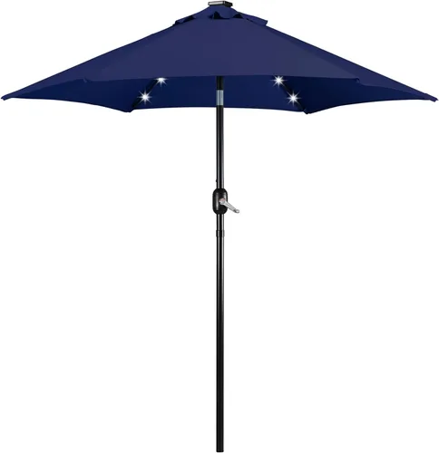 Miniatura 30 de Yaheetech - Paraguas de 9 pies con energía solar para patio - Paraguas de mesa de mercado con protección UV, 32 luces LED y botón de inclinación