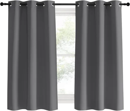 Miniatura 2 de NICETOWN Paneles de cortinas opacas grises para dormitorio, 2 paneles, 42 x 60 pulgadas, gris, cortinas opacas con aislamiento térmico y ojales