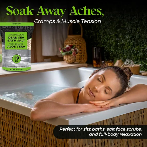 Miniatura 3 de Aromasong 19 libras de sal cruda del mar muerto con aloe vera orgánico, no limpiada, todavía contiene todos los minerales del mar muerto, incluyendo