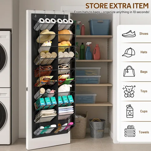 Miniatura 7 de MISSLO organizador de zapatos de 30 pares para colgar sobre la puerta, malla transpirable, estante colgante para zapatos para almacenamiento