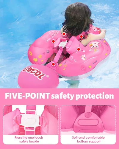 Miniatura 4 de LAYCOL - Flotador inflable de natación para bebé con anillo de flotación para piscina y toldo de protección solar, cola añadida, no se voltea